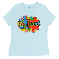 Baby Blue be kind autism Ladies Tee - LillyAllenDesigns