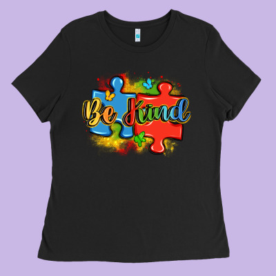 Be Kind Autism Ladies Tee Designed By Lillyallendesigns