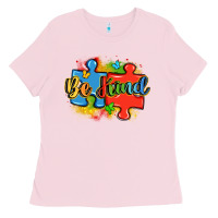 Bubblegum Pink be kind autism Ladies Tee - LillyAllenDesigns