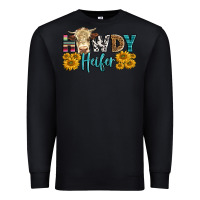 Black Western Howdy Heifer With Simmental Cow Premium Sweatshirt - LillyAllenDesigns