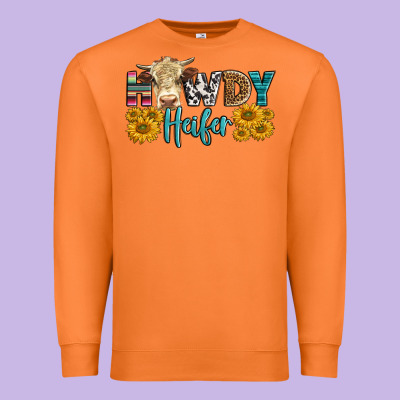 Western Howdy Heifer With Simmental Cow Premium Sweatshirt Designed By Lillyallendesigns