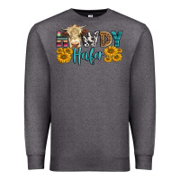 Charcoal Heather Western Howdy Heifer With Simmental Cow Premium Sweatshirt - LillyAllenDesigns