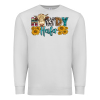 Dove Grey Western Howdy Heifer With Simmental Cow Premium Sweatshirt - LillyAllenDesigns