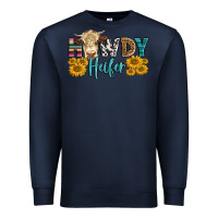 Navy Western Howdy Heifer With Simmental Cow Premium Sweatshirt - LillyAllenDesigns