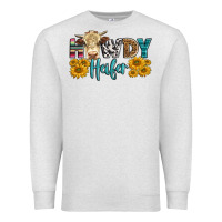 Oatmeal Heather Western Howdy Heifer With Simmental Cow Premium Sweatshirt - LillyAllenDesigns