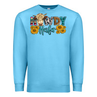 Ocean Blue Western Howdy Heifer With Simmental Cow Premium Sweatshirt - LillyAllenDesigns