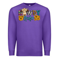 Purple Western Howdy Heifer With Simmental Cow Premium Sweatshirt - LillyAllenDesigns
