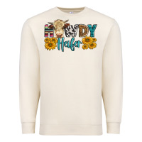 Sandshell Western Howdy Heifer With Simmental Cow Premium Sweatshirt - LillyAllenDesigns