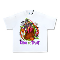 White Chick or treat Halloween Urban Heavy Tee - NancyCooperArtShop
