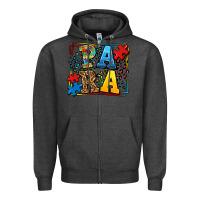 Charcoal Heather autism leopard frame para Zipper Hoodie - LillyAllenDesigns
