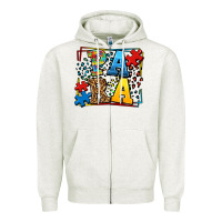 Oatmeal Heather autism leopard frame para Zipper Hoodie - LillyAllenDesigns
