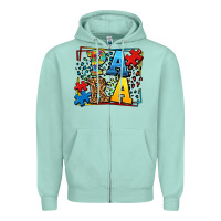 Seafoam autism leopard frame para Zipper Hoodie - LillyAllenDesigns