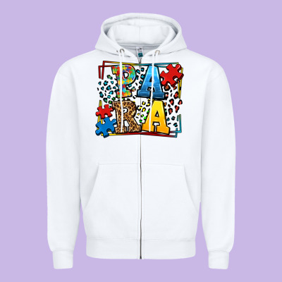 Autism Leopard Frame Para Zipper Hoodie Designed By Lillyallendesigns