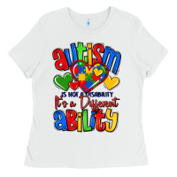 White autism is not a disability it's a different abilit Ladies Tee - LillyAllenDesigns