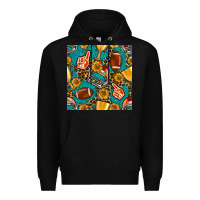 Black american football winner cup and helmet seamless pattern Premium Hoodie - BundleAndBundleShop