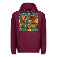 Burgundy american football winner cup and helmet seamless pattern Premium Hoodie - BundleAndBundleShop