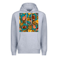 Heather Grey american football winner cup and helmet seamless pattern Premium Hoodie - BundleAndBundleShop