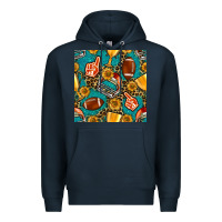 Navy american football winner cup and helmet seamless pattern Premium Hoodie - BundleAndBundleShop