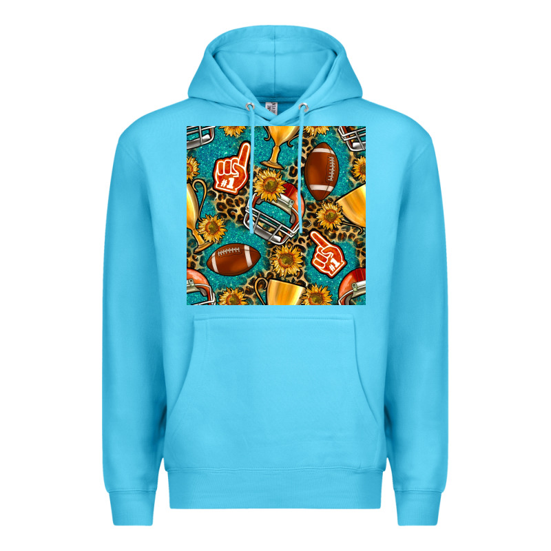 American Football Winner Cup And Helmet Seamless Pattern Premium Hoodie by BundleAndBundleShop | Teevron