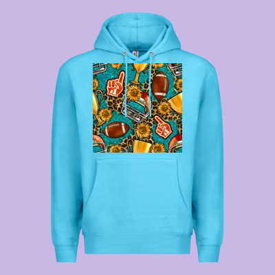 American Football Winner Cup And Helmet Seamless Pattern Premium Hoodie Designed By Bundleandbundleshop