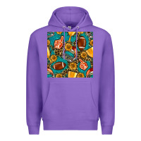 Purple american football winner cup and helmet seamless pattern Premium Hoodie - BundleAndBundleShop