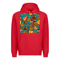 Red american football winner cup and helmet seamless pattern Premium Hoodie - BundleAndBundleShop