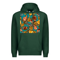 Sports Green american football winner cup and helmet seamless pattern Premium Hoodie - BundleAndBundleShop