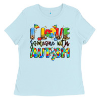 Baby Blue i love someone with autism Ladies Tee - LillyAllenDesigns