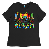 Black i love someone with autism Ladies Tee - LillyAllenDesigns