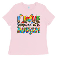Bubblegum Pink i love someone with autism Ladies Tee - LillyAllenDesigns