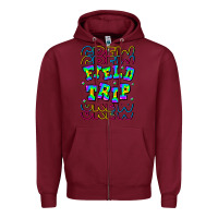 Burgundy Crew Field Trip Zipper Hoodie - CowhideDigitalArt