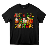 Black just a girl who loves christmas Heavy Core Tee - MaliasSmallBusiness