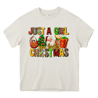 Cream just a girl who loves christmas Heavy Core Tee - MaliasSmallBusiness