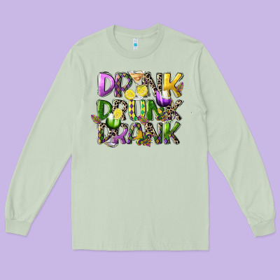 Drink Drunk Drank Long Sleeve Tee Designed By Cowgirlartshop