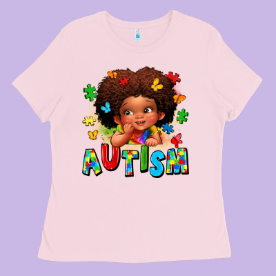 Autism Afro Girl Ladies Tee Designed By Lillyallendesigns