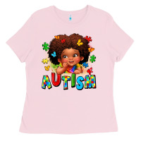 Bubblegum Pink autism afro girl Ladies Tee - LillyAllenDesigns