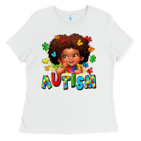 White autism afro girl Ladies Tee - LillyAllenDesigns