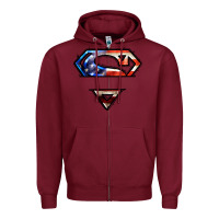 Burgundy super american flag logo Zipper Hoodie - LillyAllenDesigns