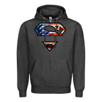 Charcoal Heather super american flag logo Zipper Hoodie - LillyAllenDesigns