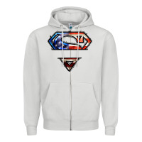 Dove Grey super american flag logo Zipper Hoodie - LillyAllenDesigns