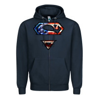 Navy super american flag logo Zipper Hoodie - LillyAllenDesigns