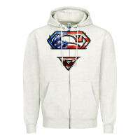 Oatmeal Heather super american flag logo Zipper Hoodie - LillyAllenDesigns