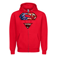 Red super american flag logo Zipper Hoodie - LillyAllenDesigns