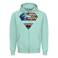 Seafoam super american flag logo Zipper Hoodie - LillyAllenDesigns
