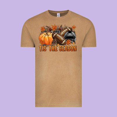 Tis' The Season Football Black Helmet Vintage Tee Designed By Nancycooperartshop