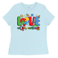 Baby Blue love autism awareness Ladies Tee - LillyAllenDesigns
