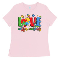 Bubblegum Pink love autism awareness Ladies Tee - LillyAllenDesigns