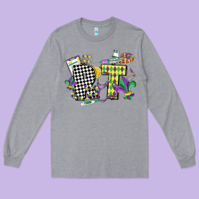Respiratory Therapist Mardi Gras Long Sleeve Tee Designed By Cowgirlartshop
