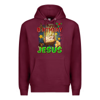 Burgundy happy birthday jesus Premium Hoodie - FaDigitalArtStudio