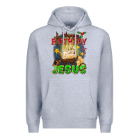 Heather Grey happy birthday jesus Premium Hoodie - FaDigitalArtStudio